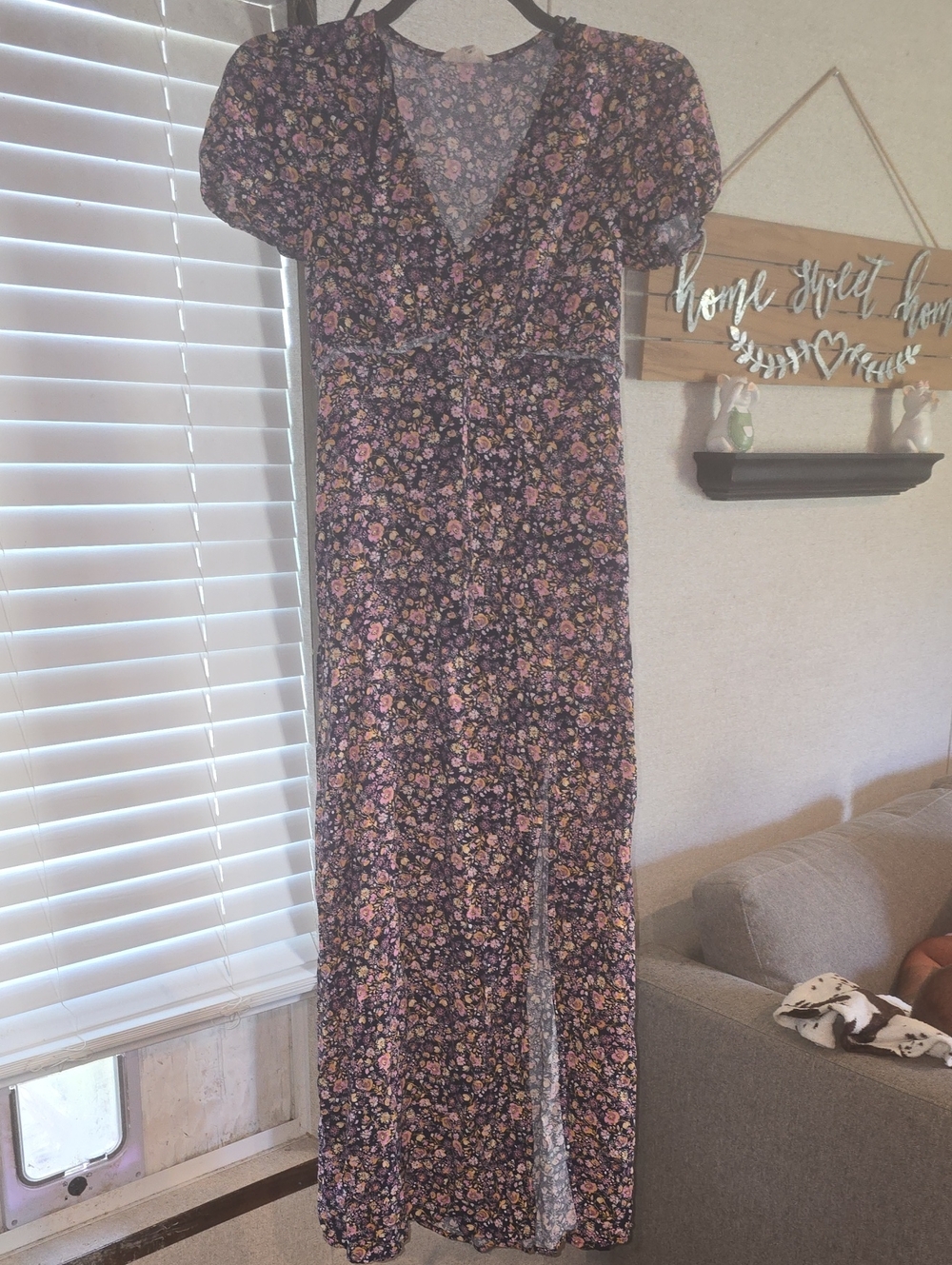 BeBop Black Maxi Dress with Pink Floral Print